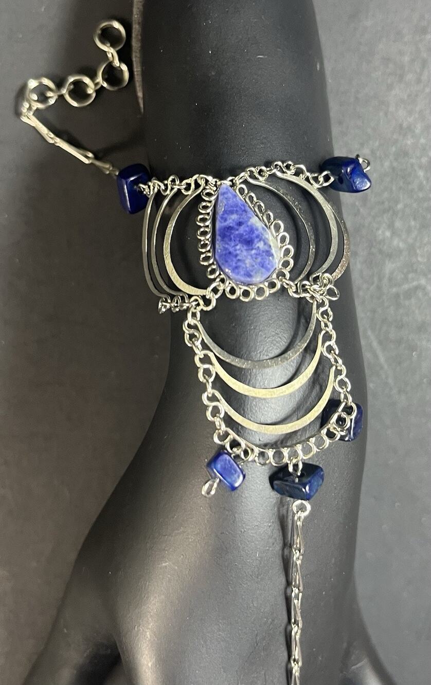 Slave Bracelet From Perú Handmade With Blue Sodalite Stone New